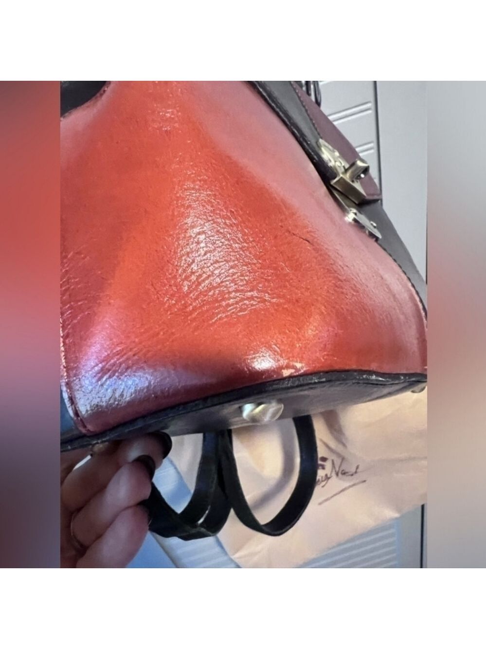 Patricia Nash Sinclair Leather Convertible Backpack-Colorblock Black/Tan- EUC - Picture 12 of 13